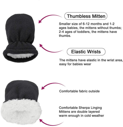 Toddler Winter Hats and Gloves Sets for Boys Warm Polar Fleece Earflap Beanie Hat Black S